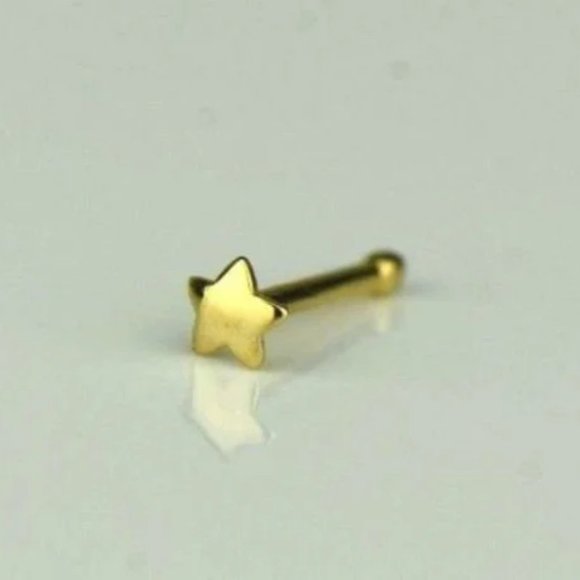 14K Solid Gold Star Nose Ring Piercing for Womens Body Jewelry Gold Piercing - Picture 6 of 8